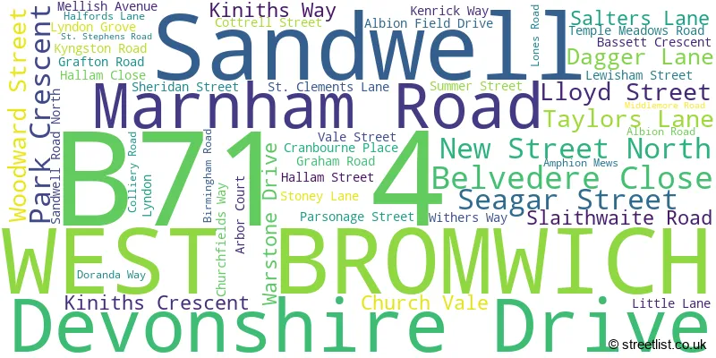 A word cloud for the B71 4 postcode